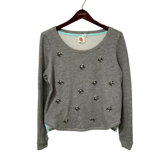 Lilka Sweaters - Lilka, Embellished Gray Sweatshirt with Gems,‎ Size S, KB295